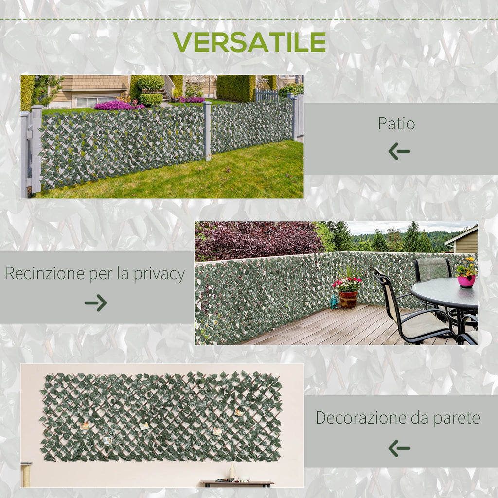 EASYCOMFORT Fake Hedge 8 Pieces Extensible Green Wall for Outdoors, in Wood and Polyester, 200x100cm