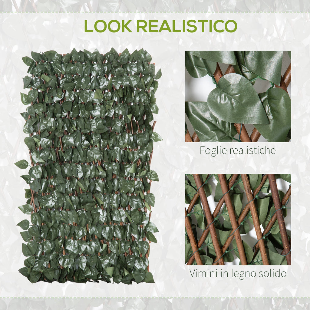 EASYCOMFORT Fake Hedge 8 Pieces Extensible Green Wall for Outdoors, in Wood and Polyester, 200x100cm