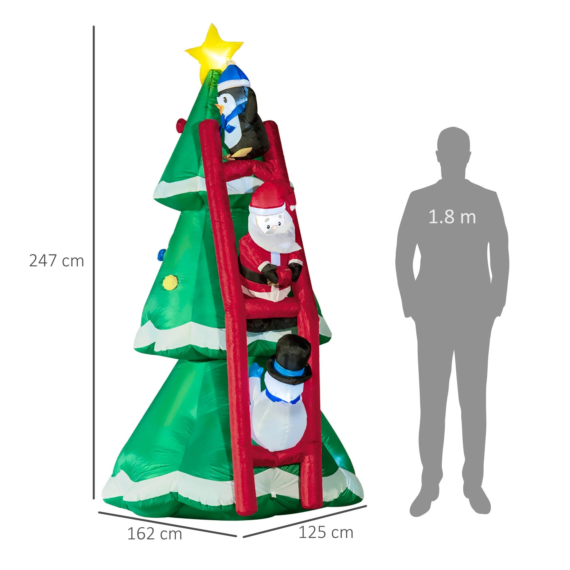 Easycomfort Albero di Natale Gonfiabile with Babbo Natale e Luci LED, Gonfiatore Incluso, 162x125x247cm