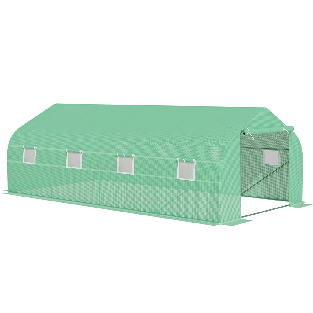 EASYCOMFORT Tunnel Garden Greenhouse 6x3x2m with PE Pitched Roof, Green