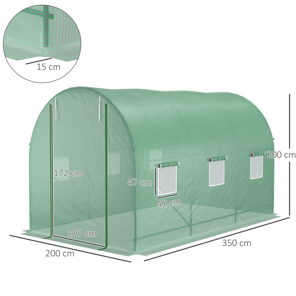 EasyComfort tuinserre 3.5 x 2 x 2 m met gebogen dak