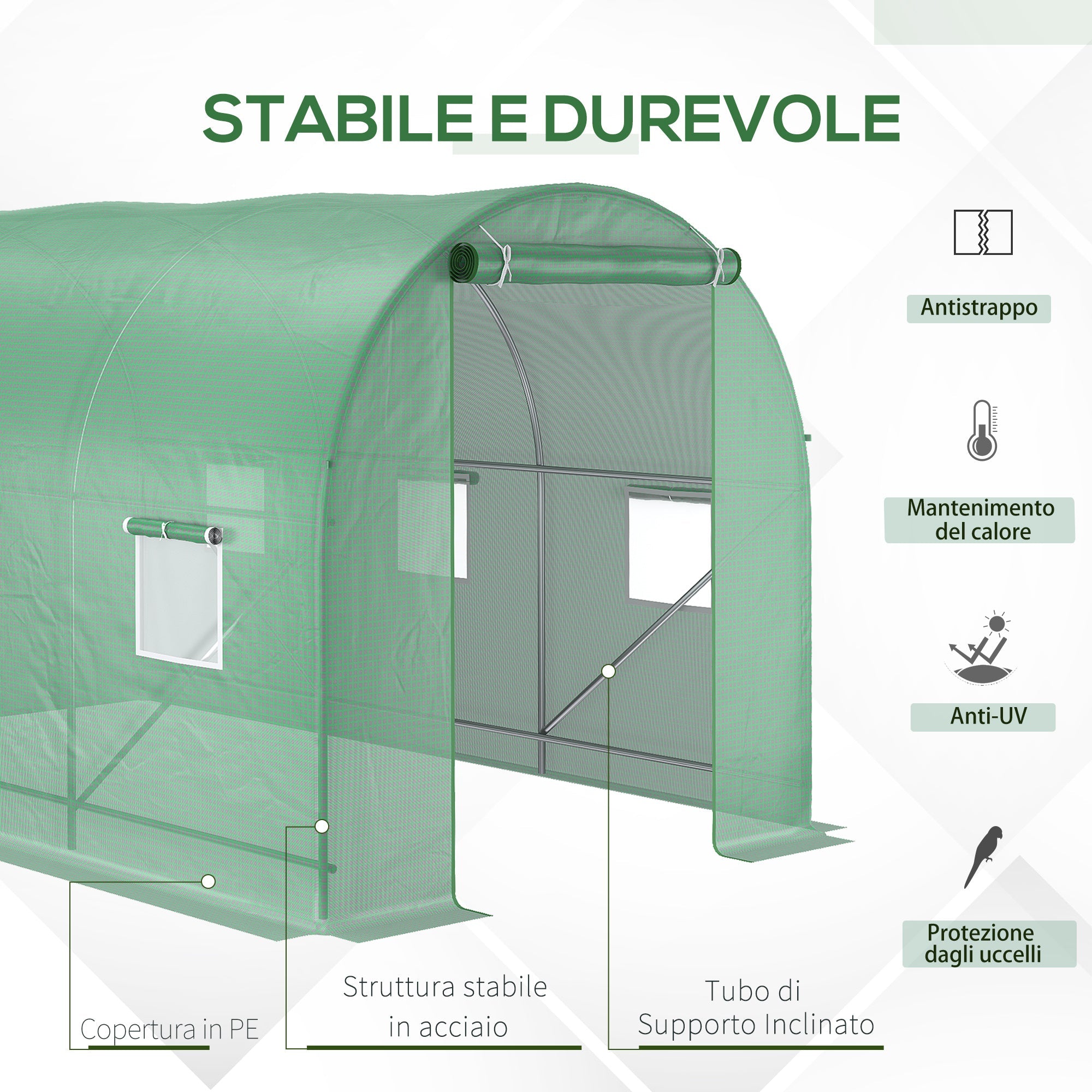 EasyComfort tuinserre 3.5 x 2 x 2 m met gebogen dak