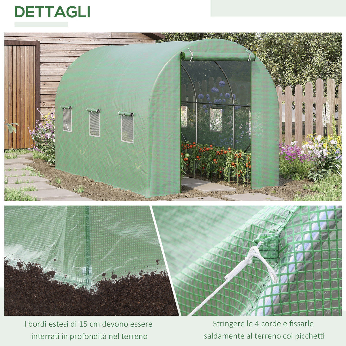 EasyComfort tuinserre 3.5 x 2 x 2 m met gebogen dak