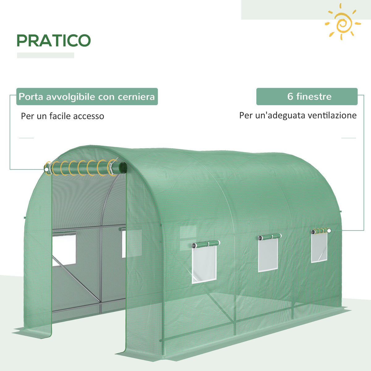 EasyComfort tuinserre 3.5 x 2 x 2 m met gebogen dak