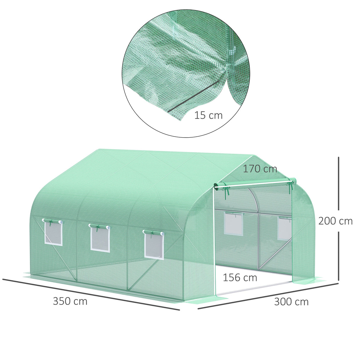 EASYCOMFORT Garden Greenhouse 3.5 x 3 x 2 m Tuinserre