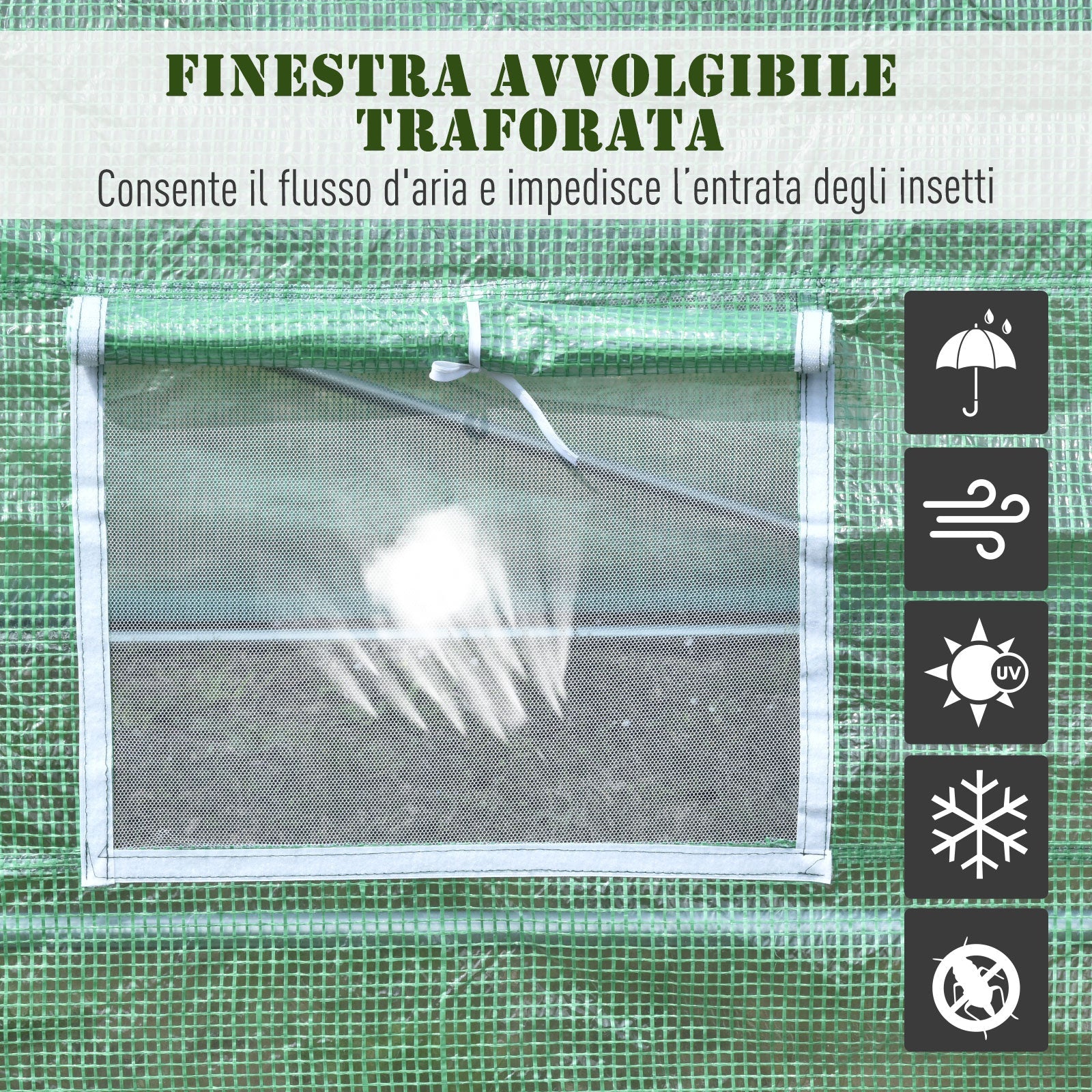 Easycomfort Serra per Piante a Tunnel da Esterno in Acciaio e PE with 8 Finestre 5.95 x 3 x 2m Verde