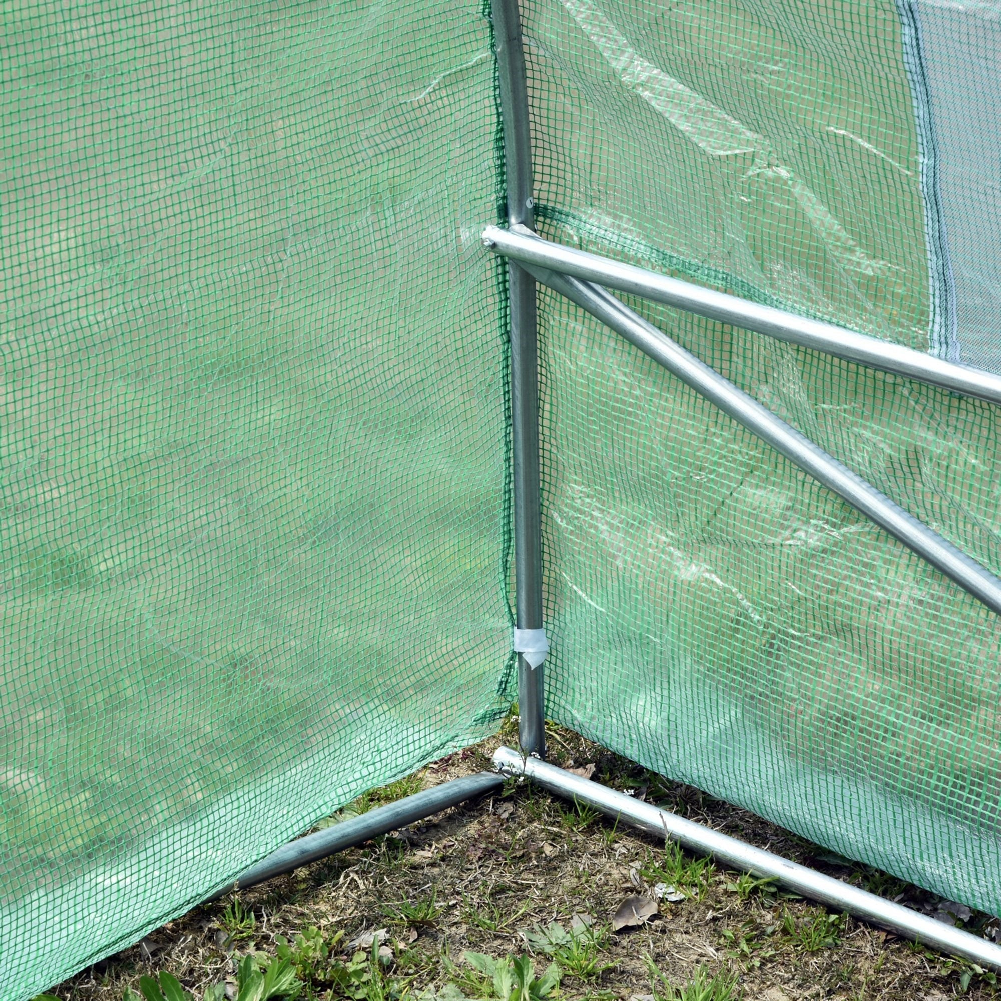 Easycomfort Serra per Piante a Tunnel da Esterno in Acciaio e PE with 8 Finestre 5.95 x 3 x 2m Verde