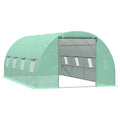 Easycomfort Serra per Piante a Tunnel da Esterno in Acciaio e PE with 8 Finestre 5.95 x 3 x 2m Verde