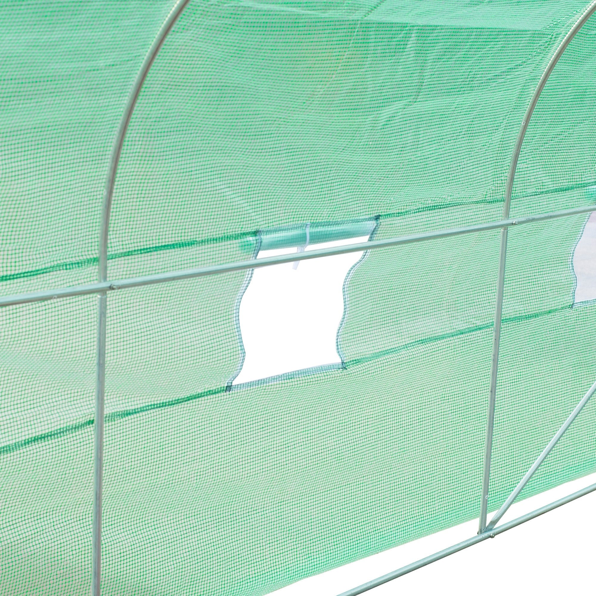 EASYCOMFORT Tunnel Vegetable Greenhouse 4.5x3x2m with Sloping PE Roof and Dark Green Steel Pipes