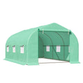 EASYCOMFORT Tunnel Vegetable Greenhouse 4.5x3x2m with Sloping PE Roof and Dark Green Steel Pipes