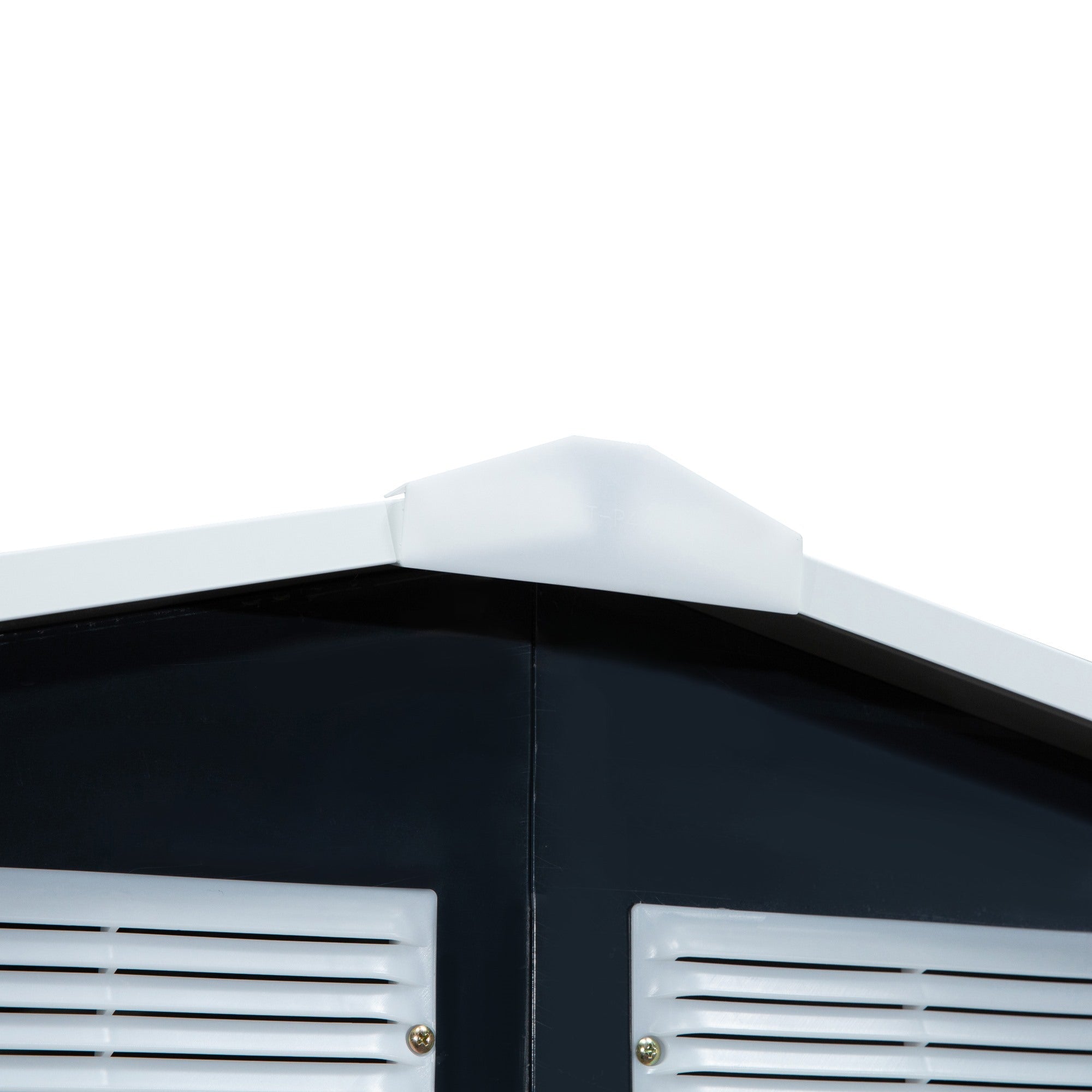 EASYCOMFORT Garden Shed Tool Holder in Sheet Metal with Sliding Doors, 213x130x185cm, Dark Gray