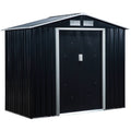 EASYCOMFORT Garden Shed Tool Holder in Sheet Metal with Sliding Doors, 213x130x185cm, Dark Gray