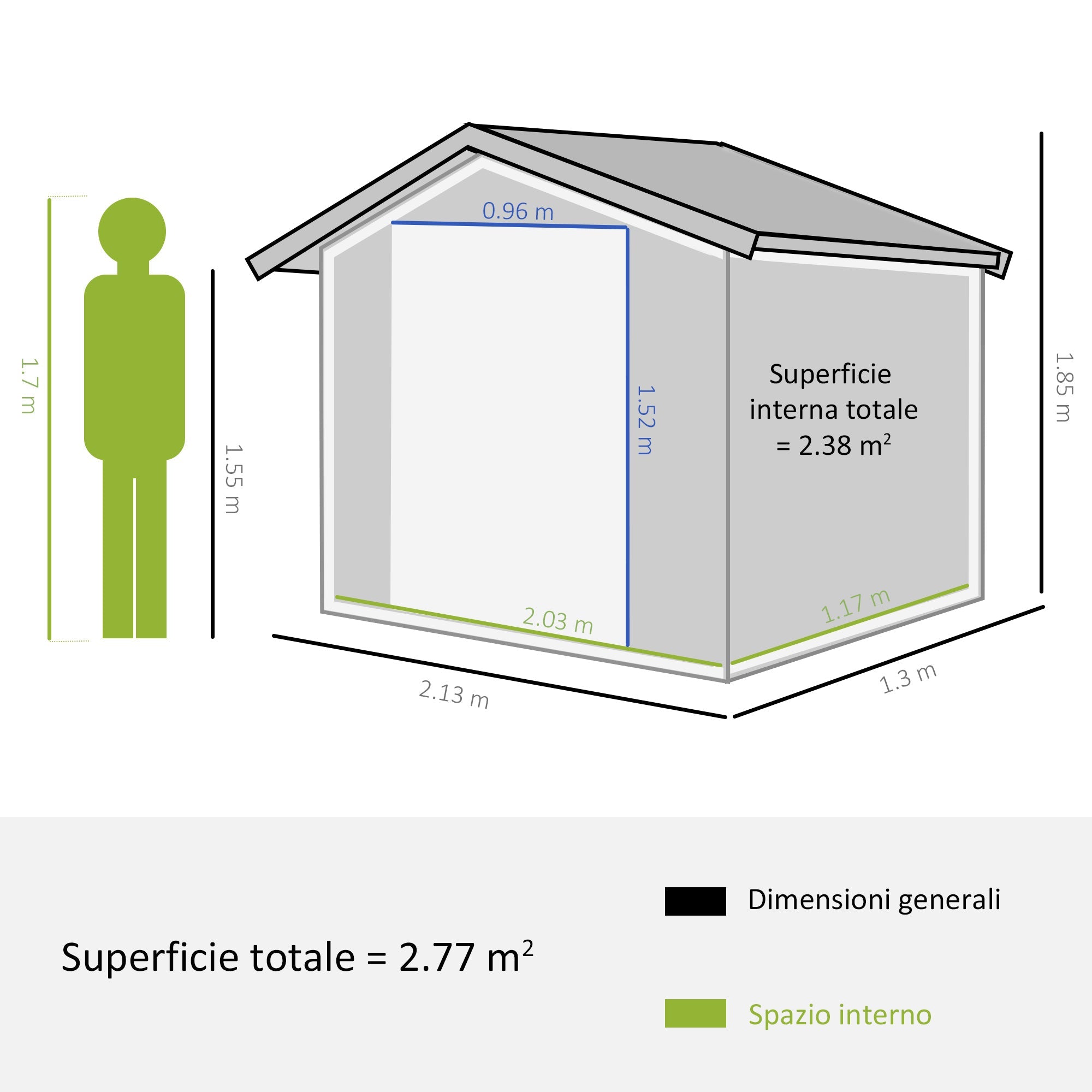 EASYCOMFORT Steel Tool Shed, Garden Shed with Sliding Doors, 213x130x185 cm, White