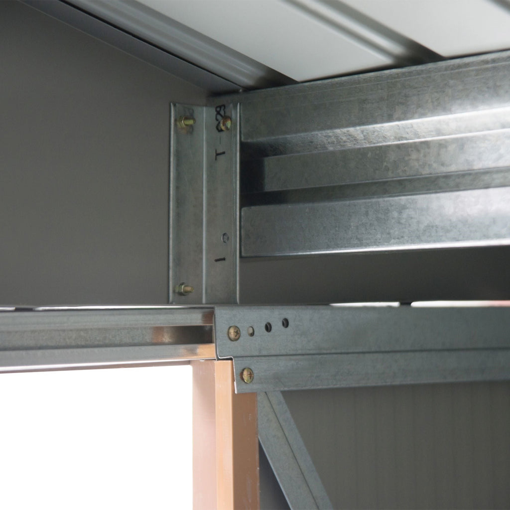 EASYCOMFORT Garden Shed Tool Holder in Sheet Metal with Sliding Doors, 213x130x185cm, Yellow