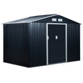 EASYCOMFORT Garden Shed with 2 Sliding Doors and 4 Air Intakes in Steel and PP, 277x195x192cm, Gray