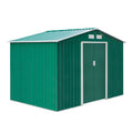EASYCOMFORT Garden Shed with Base and Double Sliding Doors in Sheet Steel, Steel Garden Shed, 277x195x192cm, Green