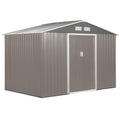 EASYCOMFORT Garden Shed with Double Sliding Doors in Sheet Steel, Steel Garden Shed, 277x195x192cm, Gray