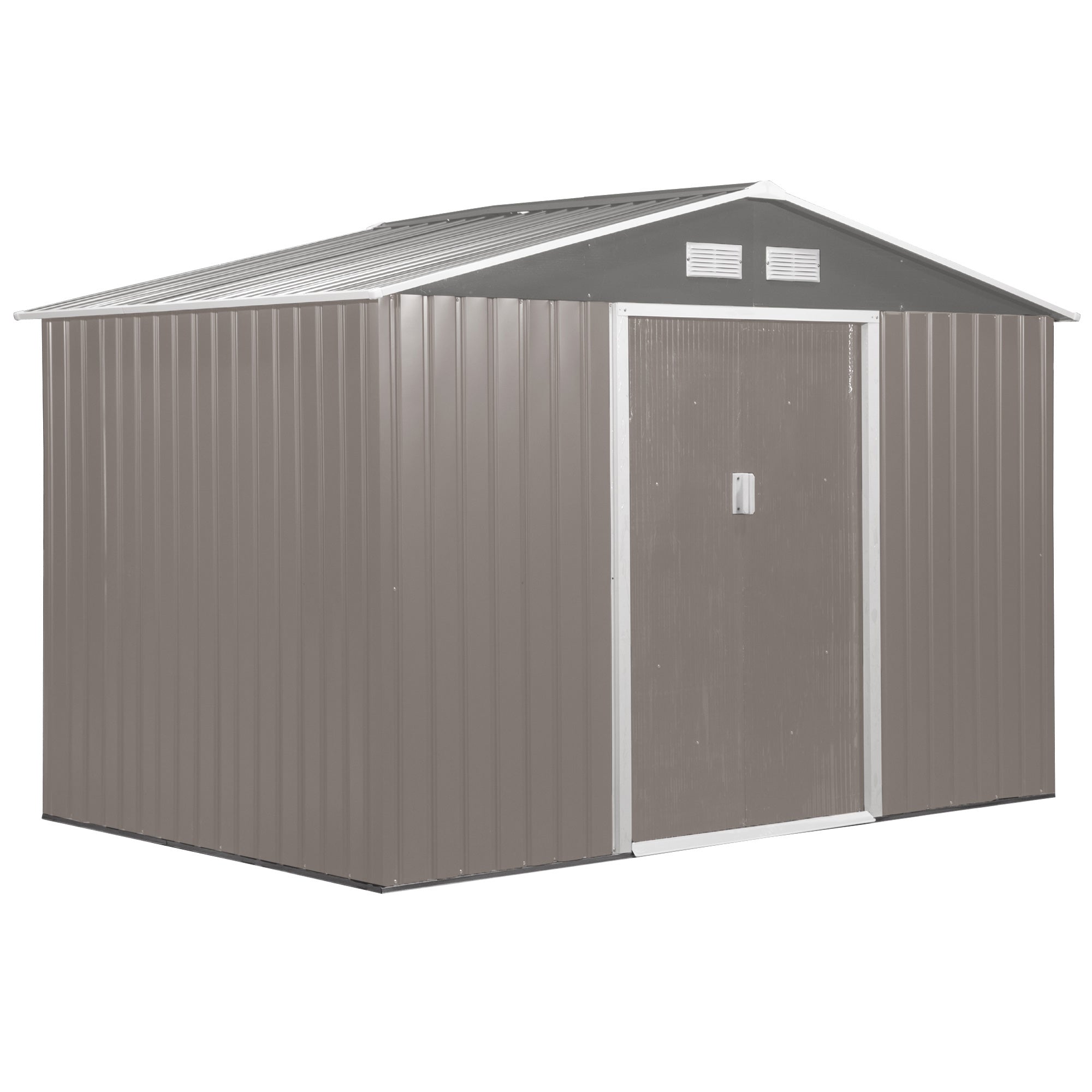 EASYCOMFORT Garden Shed with Double Sliding Doors in Sheet Steel, Steel Garden Shed, 277x195x192cm, Gray