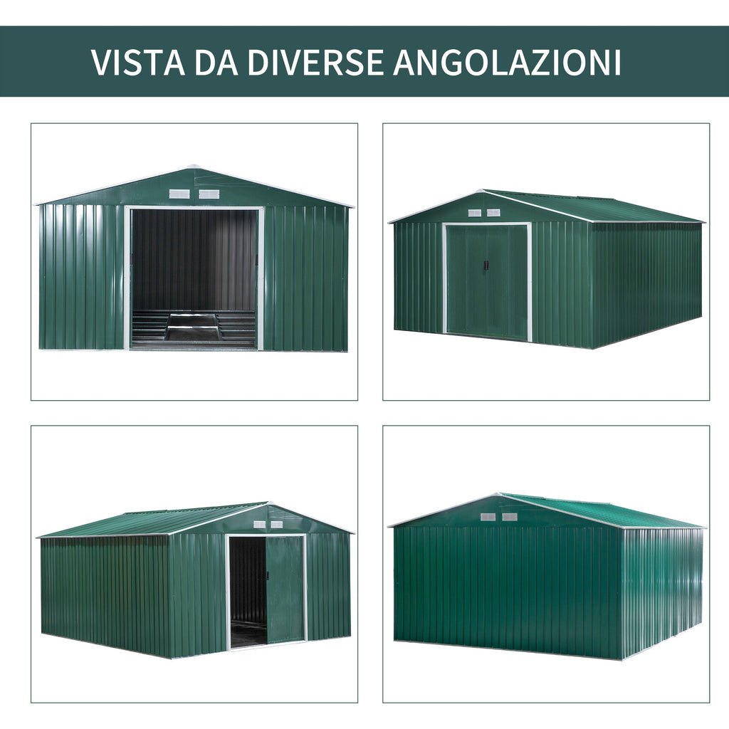 EASYCOMFORT tuinhuis staal/PP 340x386x200 cm, 2 schuifdeuren