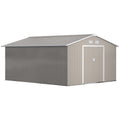 Easycomfort Casetta da Giardino with Porte Scorrevoli e Tetto Inclinato, in Acciaio, 340x386x200 cm, Grigio