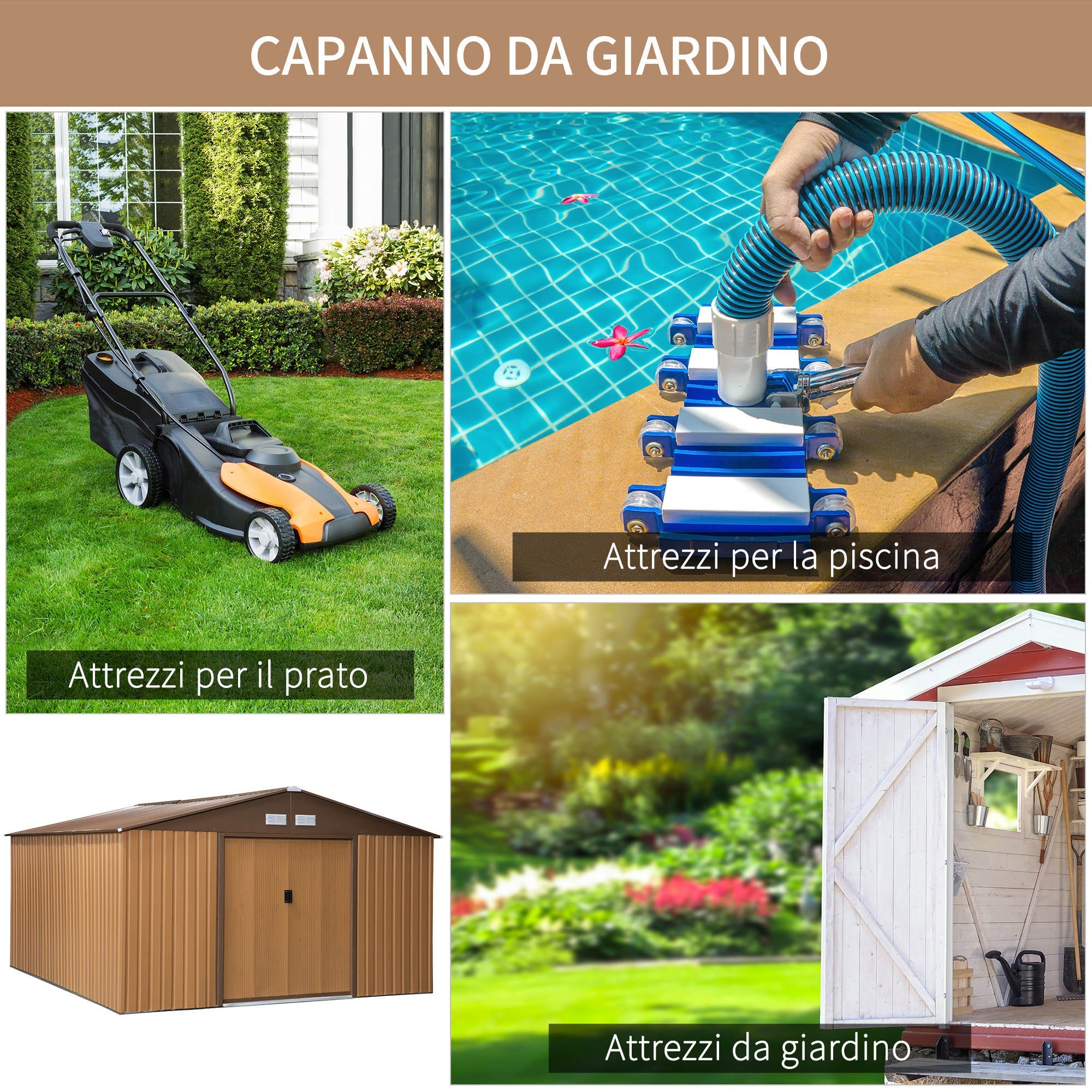 EASYCOMFORT Garden Shed with 2 Sliding Doors and 4 Air Intakes in Steel and PP, 340x386x200cm, Yellow