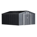 Easycomfort Casetta da Giardino with Base e Doppie Porte Scorrevoli, Capanno da Giardino in Acciaio, 340x386x200cm, Grigio scuro