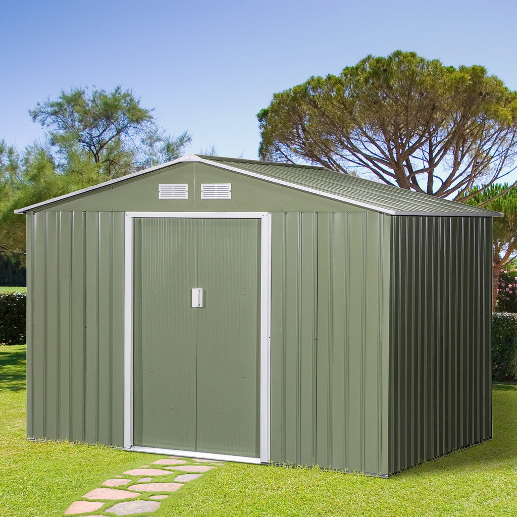 EASYCOMFORT Tuinhuis met 2 schuifdeuren 277x195x192 cm lichtgroen