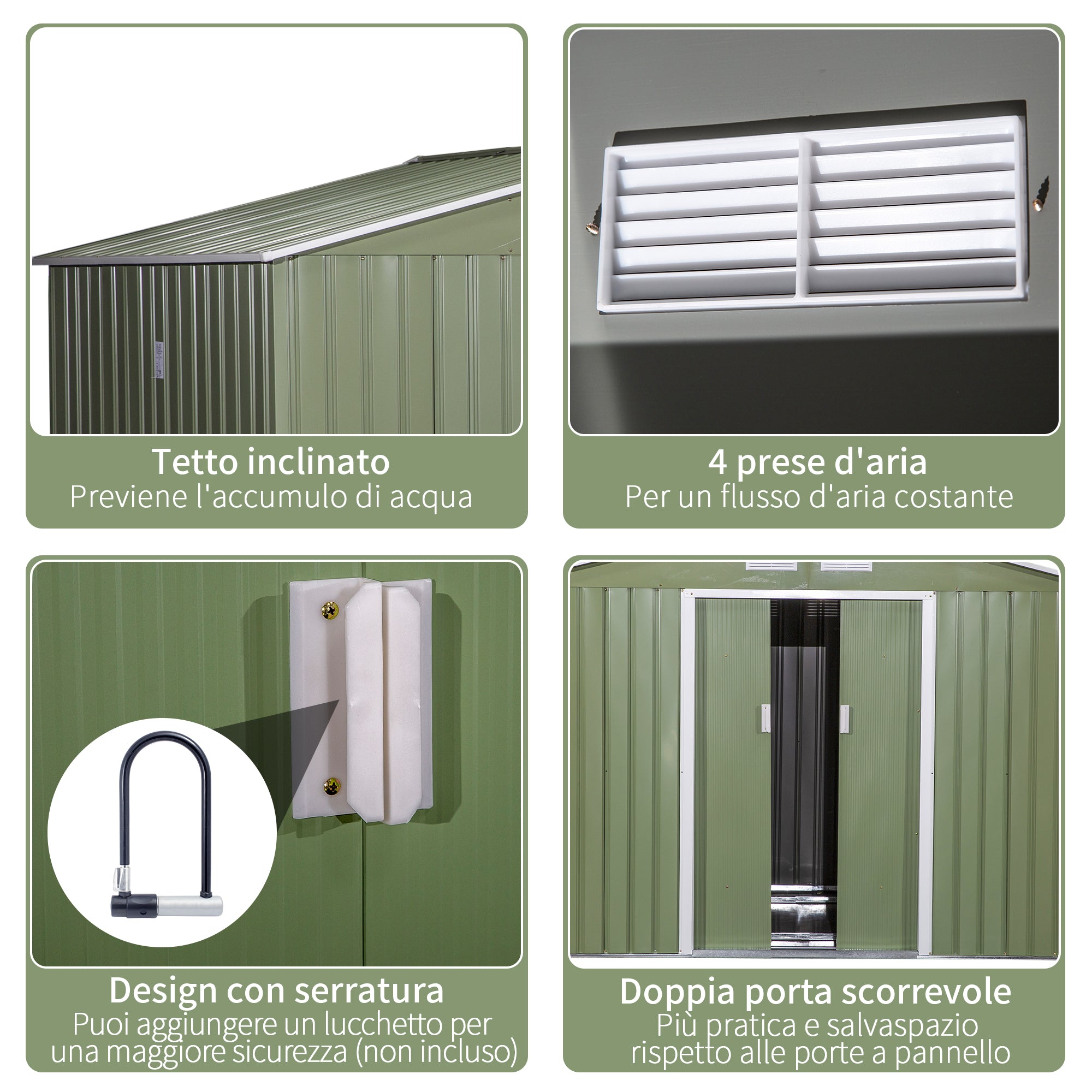 EASYCOMFORT Tuinhuis met 2 schuifdeuren 277x195x192 cm lichtgroen