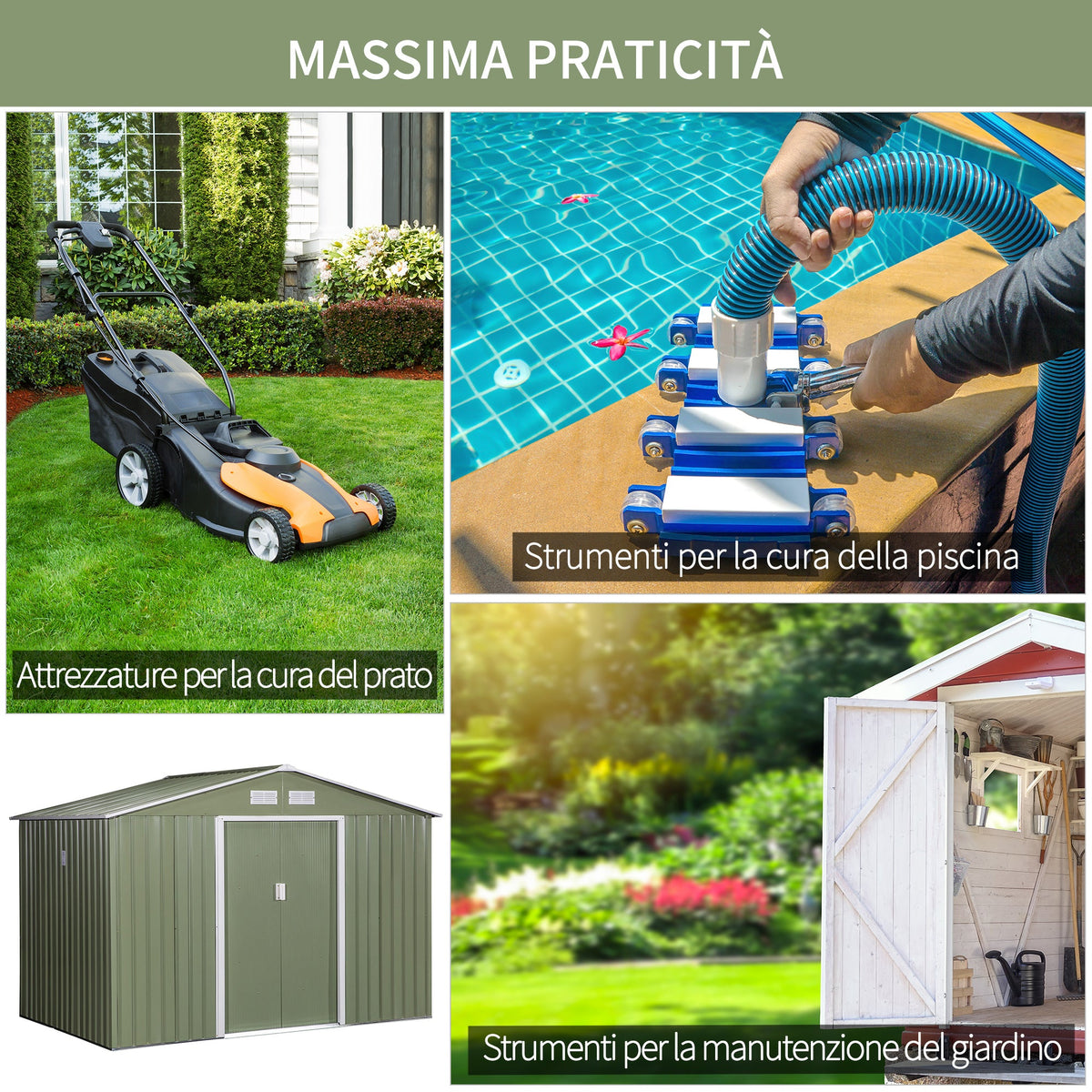 EASYCOMFORT Tuinhuis met 2 schuifdeuren 277x195x192 cm lichtgroen