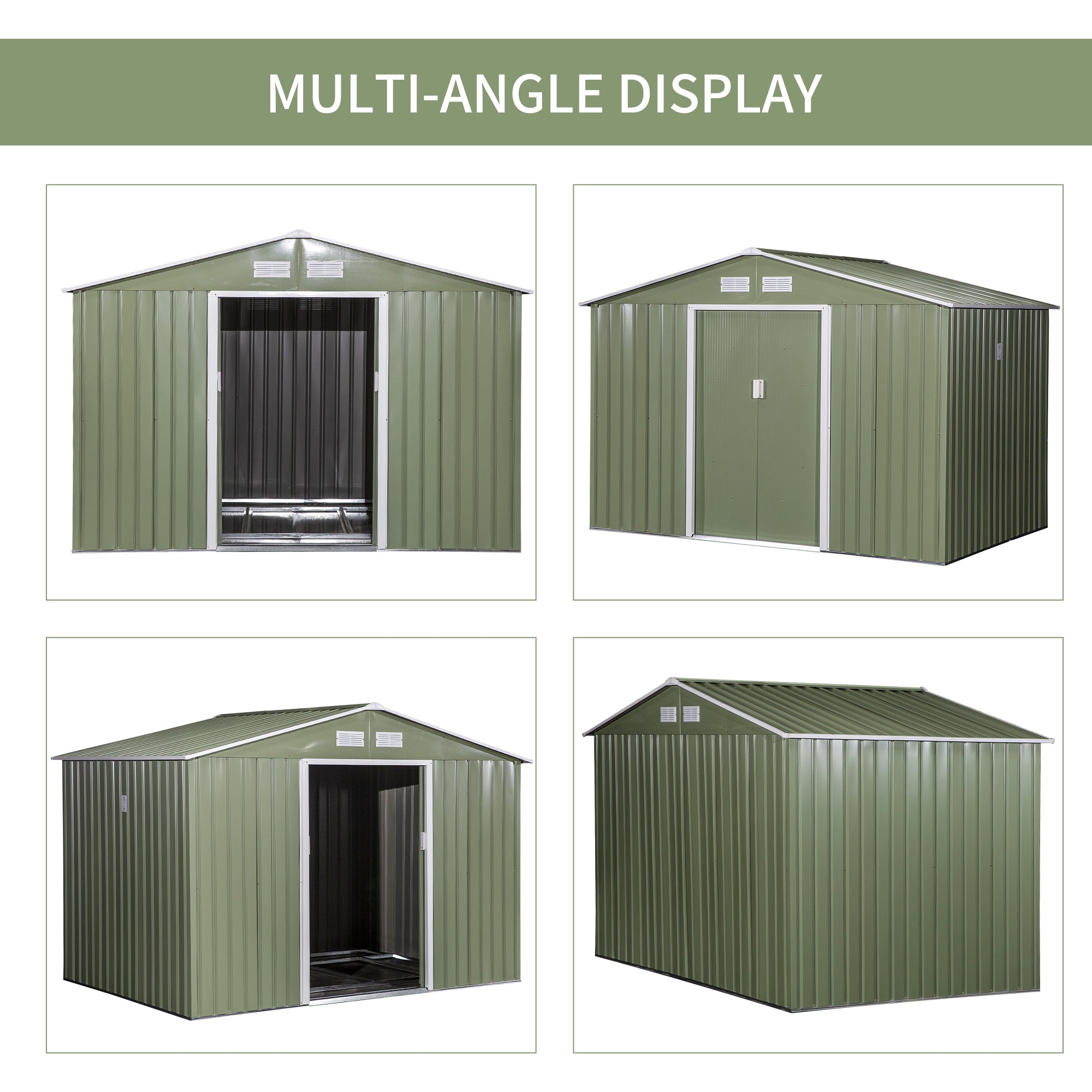 EASYCOMFORT Tuinhuis met 2 schuifdeuren 277x195x192 cm lichtgroen