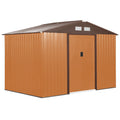 EASYCOMFORT Garden Shed with Base and Double Sliding Doors in Sheet Steel, Steel Garden Shed, 277x195x192cm, Yellow