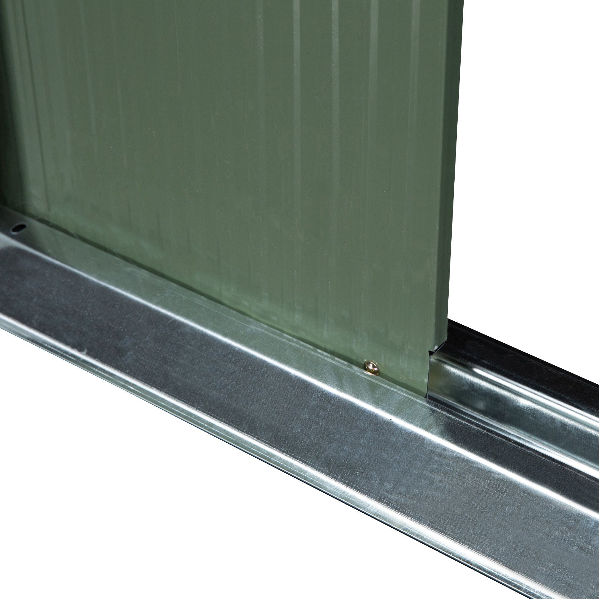 EASYCOMFORT Garden Shed Tool Holder in Sheet Steel with Sliding Doors, 280x130x172cm, Light Green