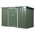 EASYCOMFORT Garden Shed Tool Holder in Sheet Steel with Sliding Doors, 280x130x172cm, Light Green