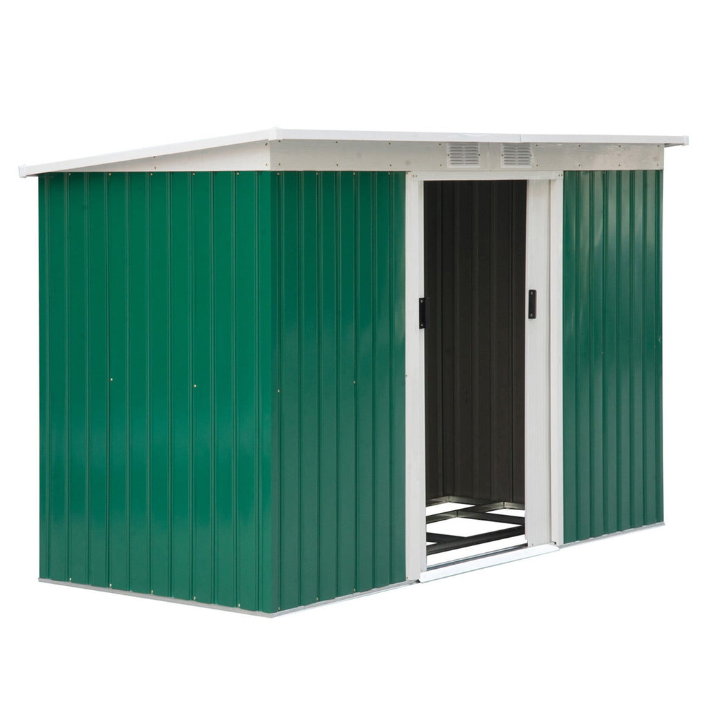 Easycomfort Casetta da Giardino Porta Utensili in Lamiera di Acciaio with Porte Scorrevoli, 280x130x172cm, Verde Scuro