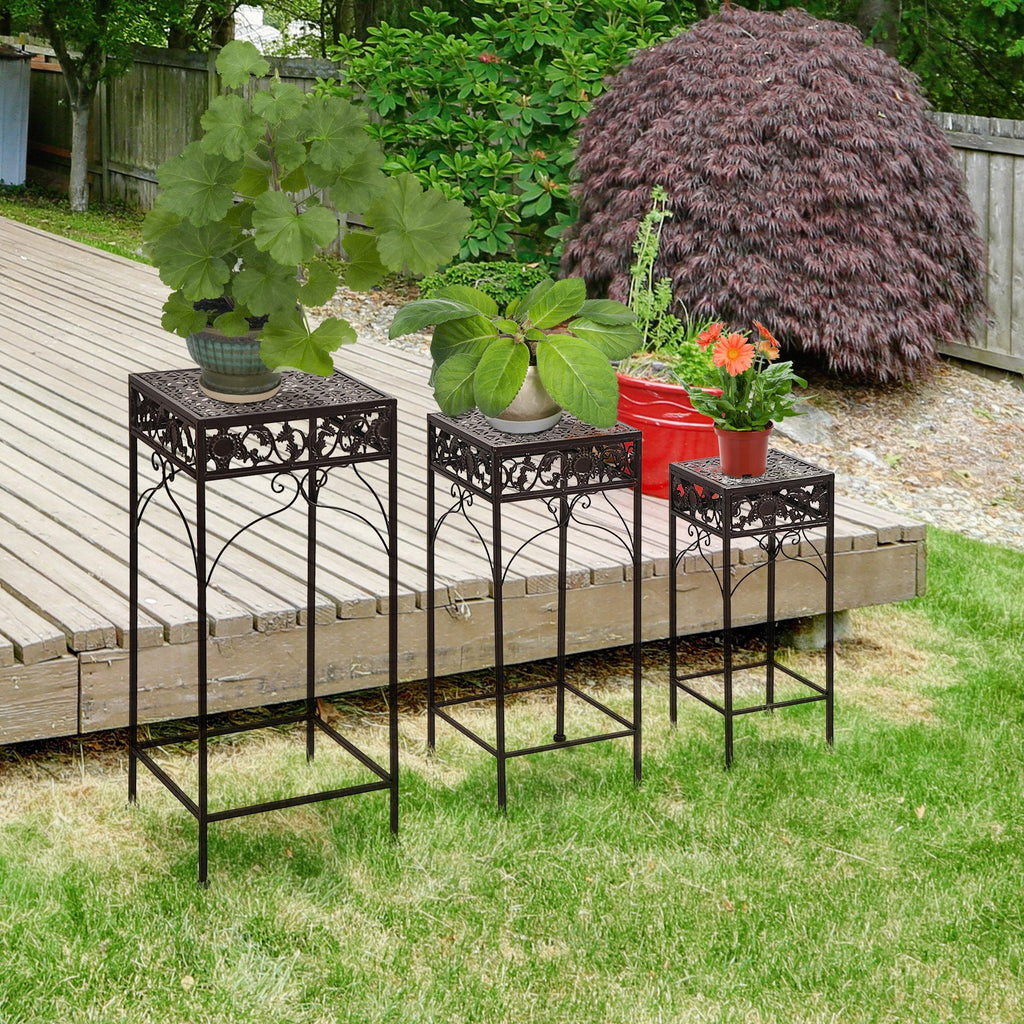EASYCOMFORT Set van 3 plantendragers, bruin