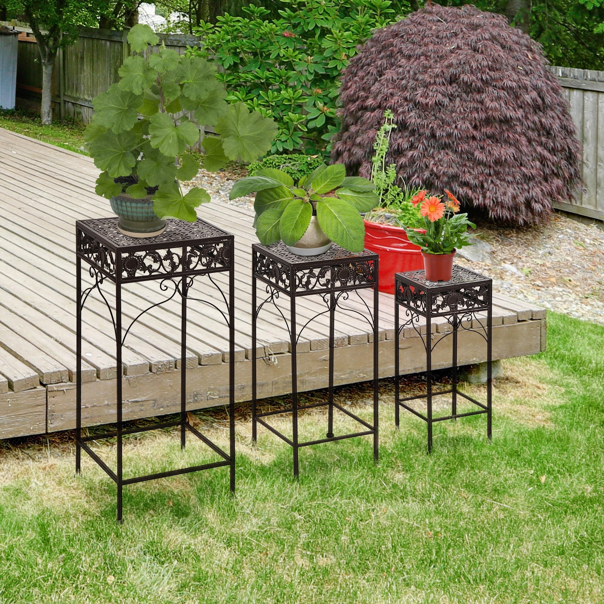 EASYCOMFORT Set van 3 plantendragers, bruin