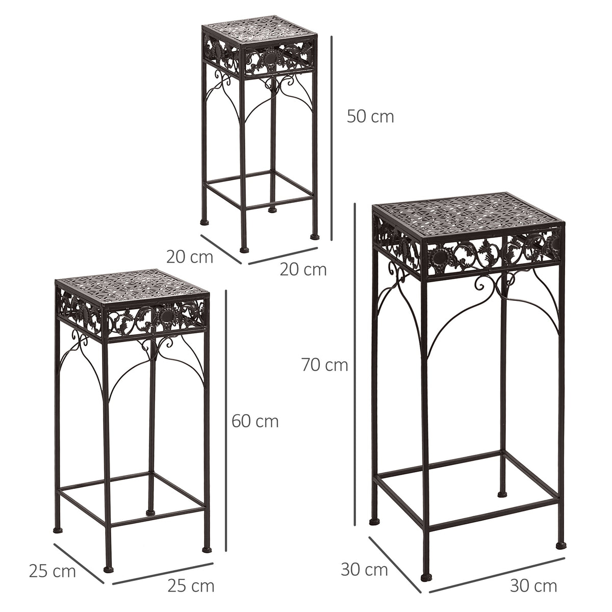 EASYCOMFORT Set van 3 plantendragers, bruin