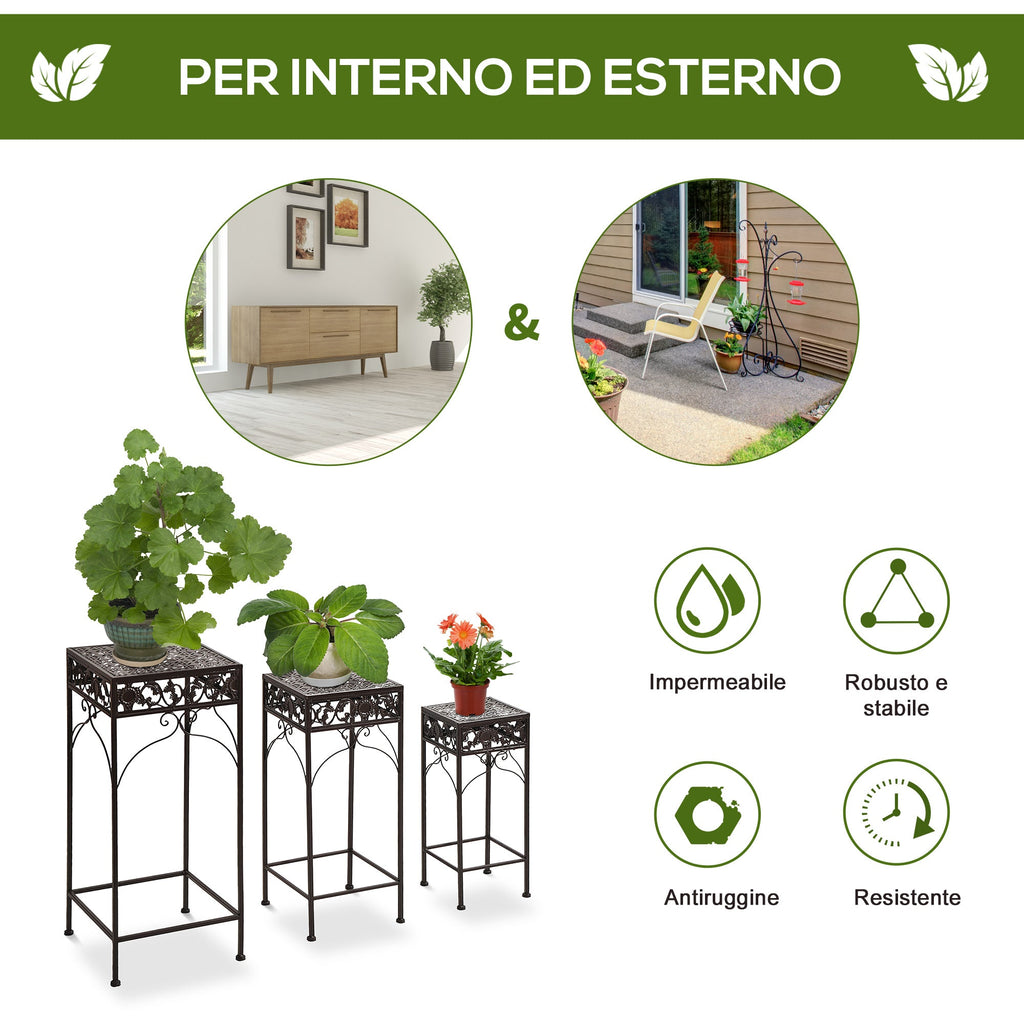 EASYCOMFORT Set van 3 plantendragers, bruin