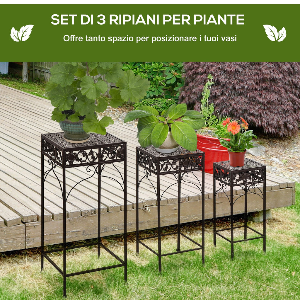 EASYCOMFORT Set van 3 plantendragers, bruin