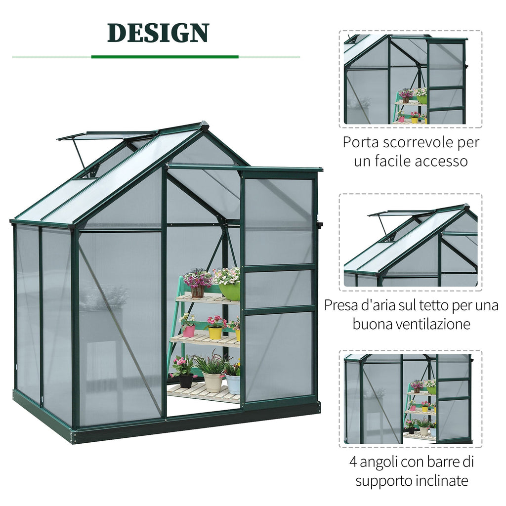 EasyComfort Tuinkas 190x132x201 cm, anti-UV polycarbonaat
