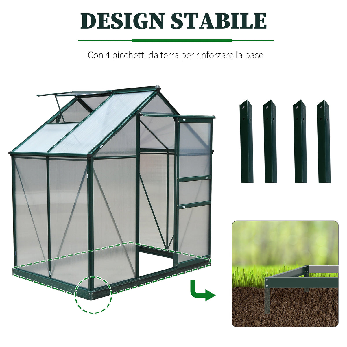 EasyComfort Tuinkas 190x132x201 cm, anti-UV polycarbonaat
