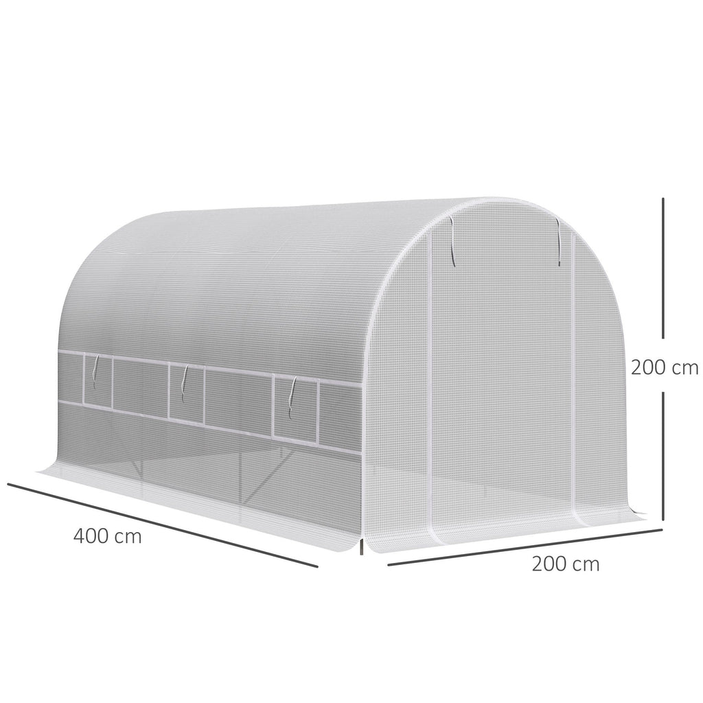 EASYCOMFORT 4x2x2m Tunnel Garden Greenhouse with Steel Structure and White Polyethylene Sheet