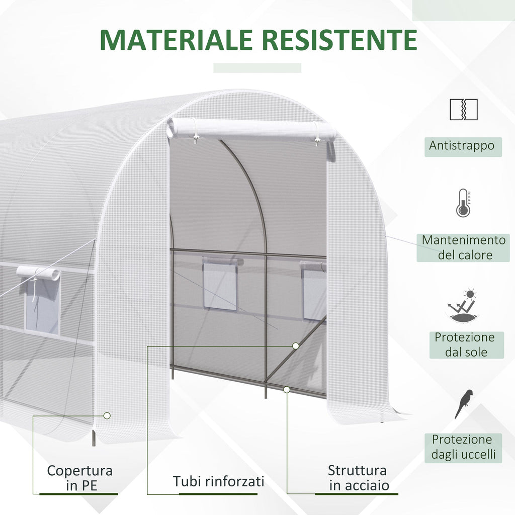 EASYCOMFORT 4x2x2m Tunnel Garden Greenhouse with Steel Structure and White Polyethylene Sheet