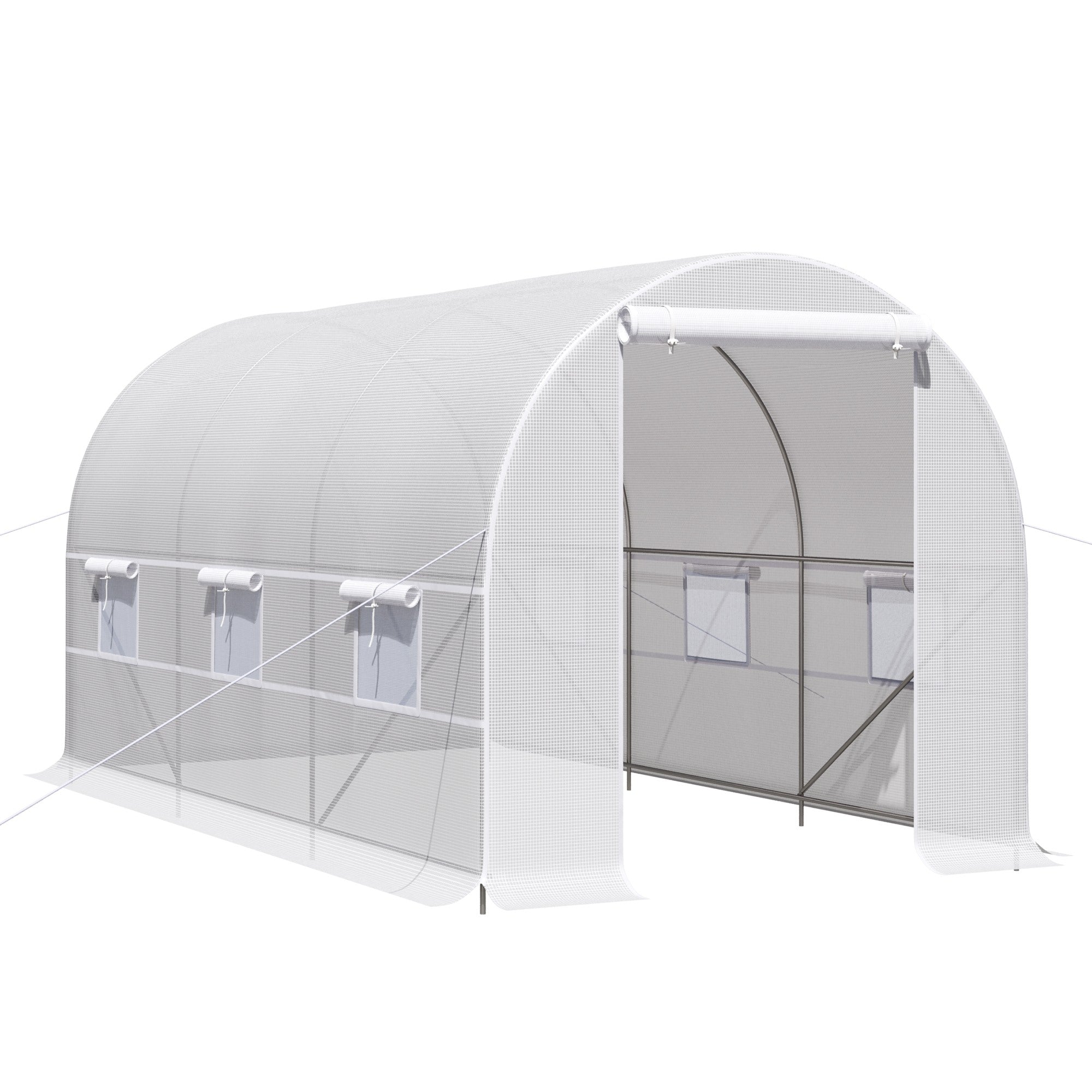 EASYCOMFORT 4x2x2m Tunnel Garden Greenhouse with Steel Structure and White Polyethylene Sheet