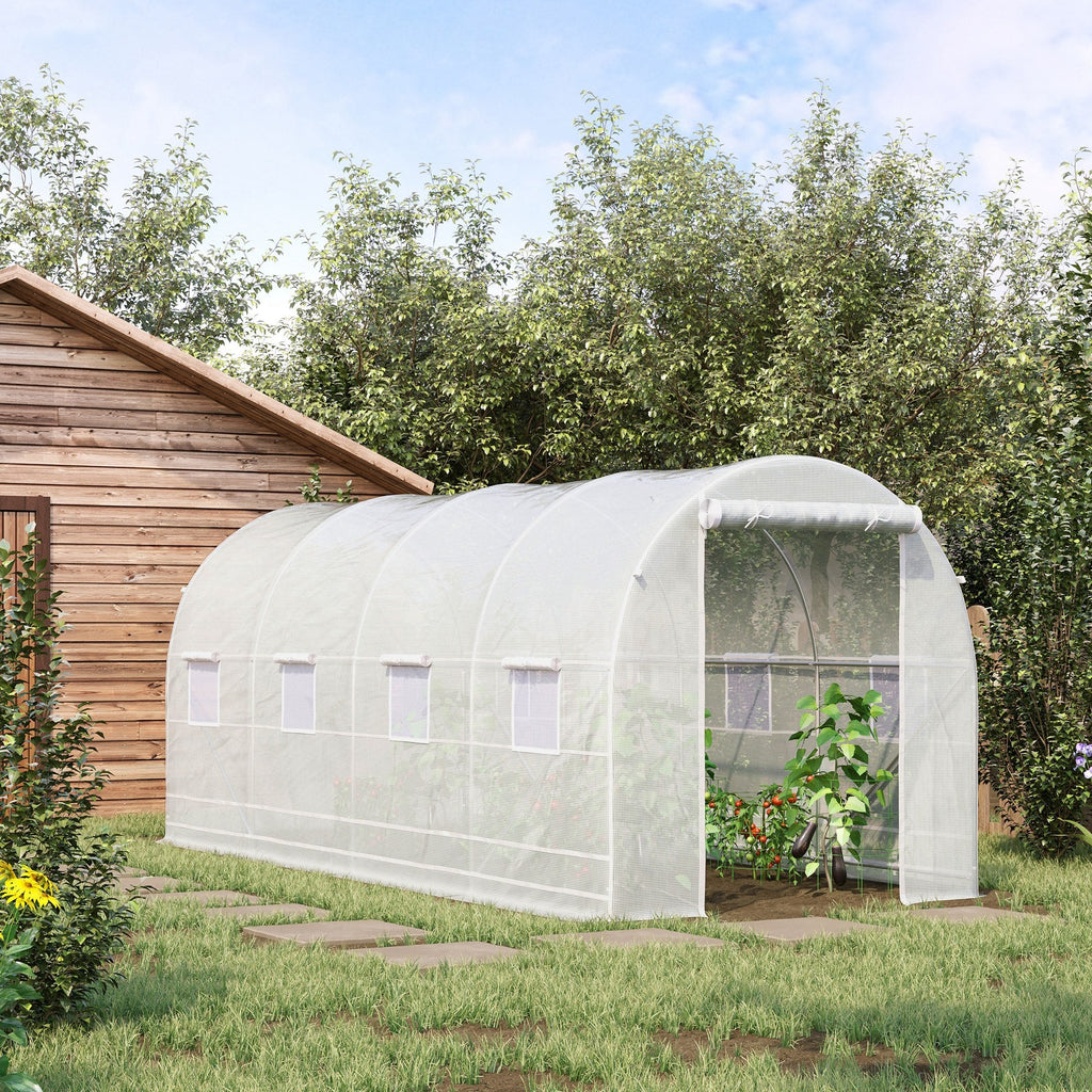 EASYCOMFORT Tunnel Garden Greenhouse 5x2x2m with Steel Structure and White Polyethylene Sheet