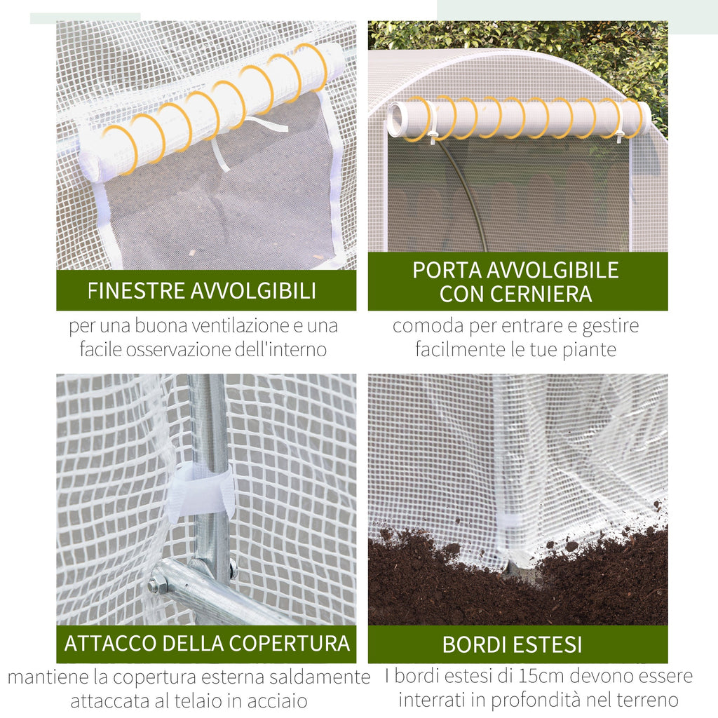 EASYCOMFORT Tunnel Garden Greenhouse 5x2x2m with Steel Structure and White Polyethylene Sheet