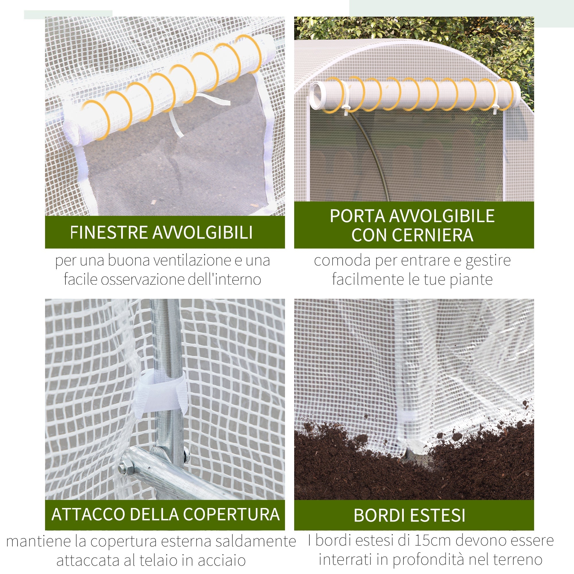 EASYCOMFORT Tunnel Garden Greenhouse 5x2x2m with Steel Structure and White Polyethylene Sheet