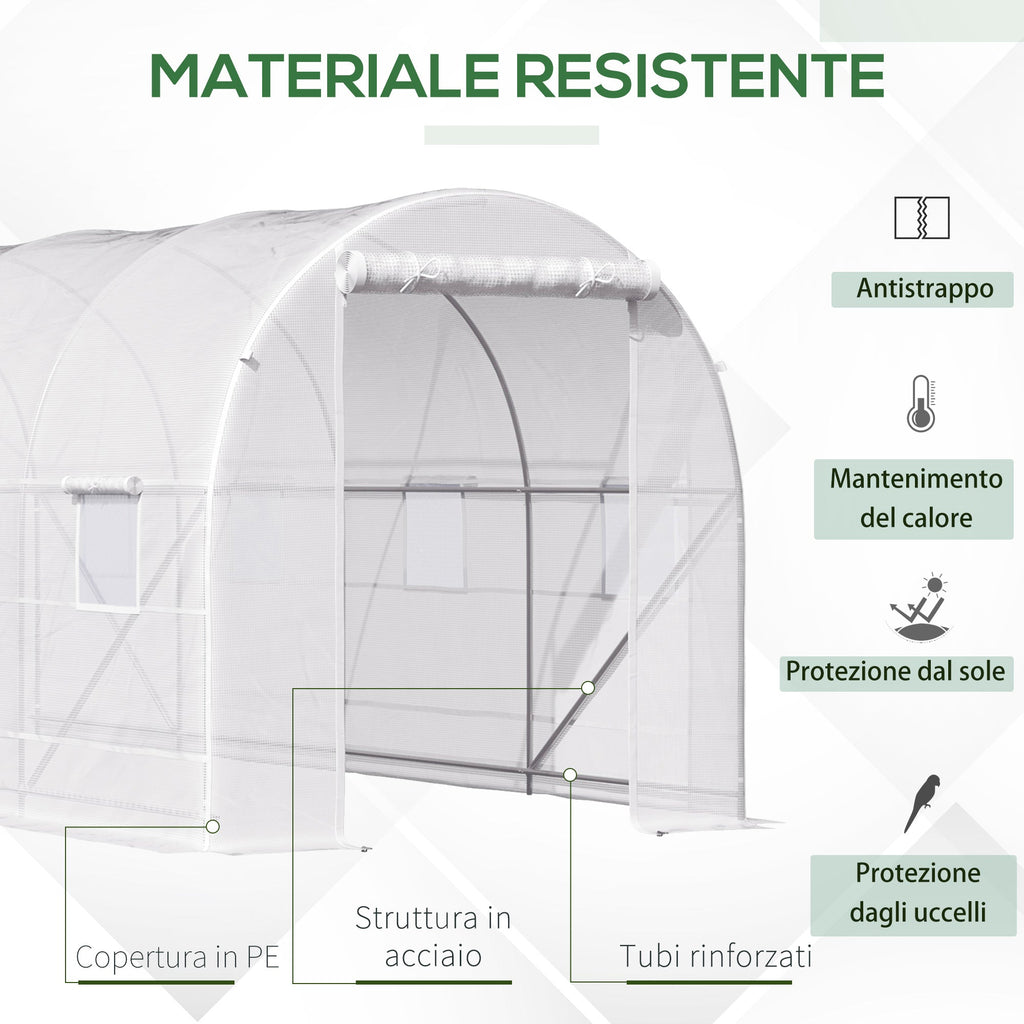 EASYCOMFORT Tunnel Garden Greenhouse 5x2x2m with Steel Structure and White Polyethylene Sheet