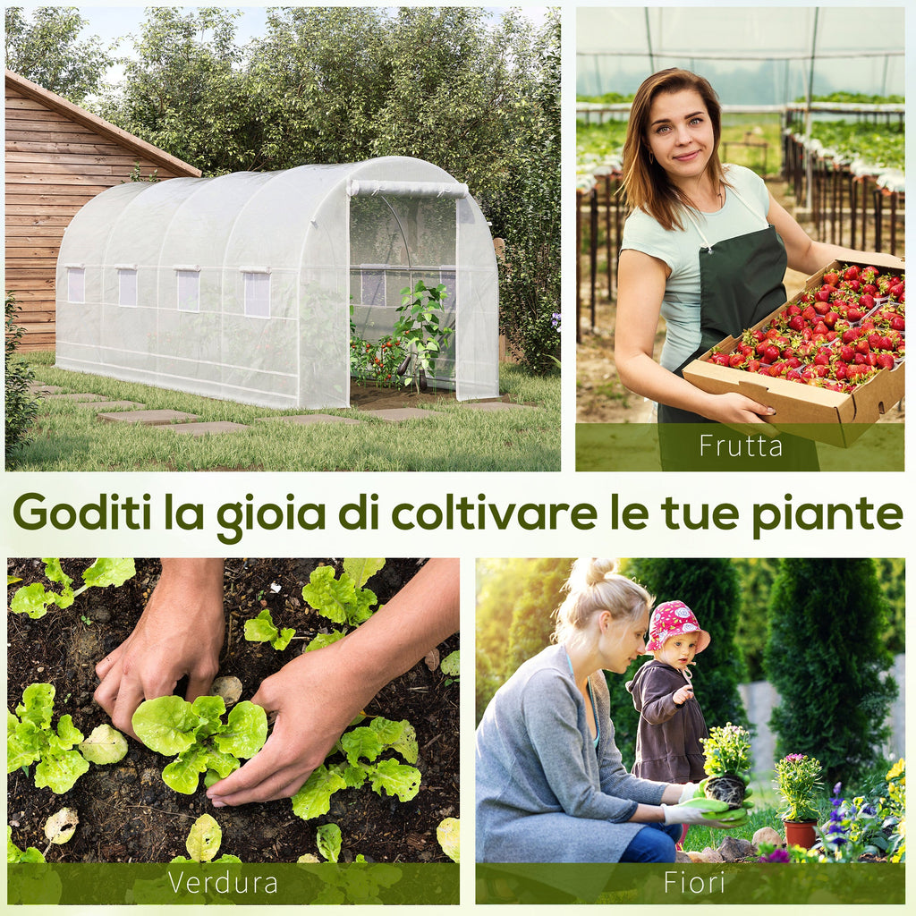 EASYCOMFORT Tunnel Garden Greenhouse 5x2x2m with Steel Structure and White Polyethylene Sheet