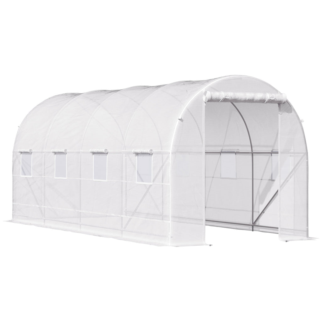 EASYCOMFORT Tunnel Garden Greenhouse 5x2x2m with Steel Structure and White Polyethylene Sheet